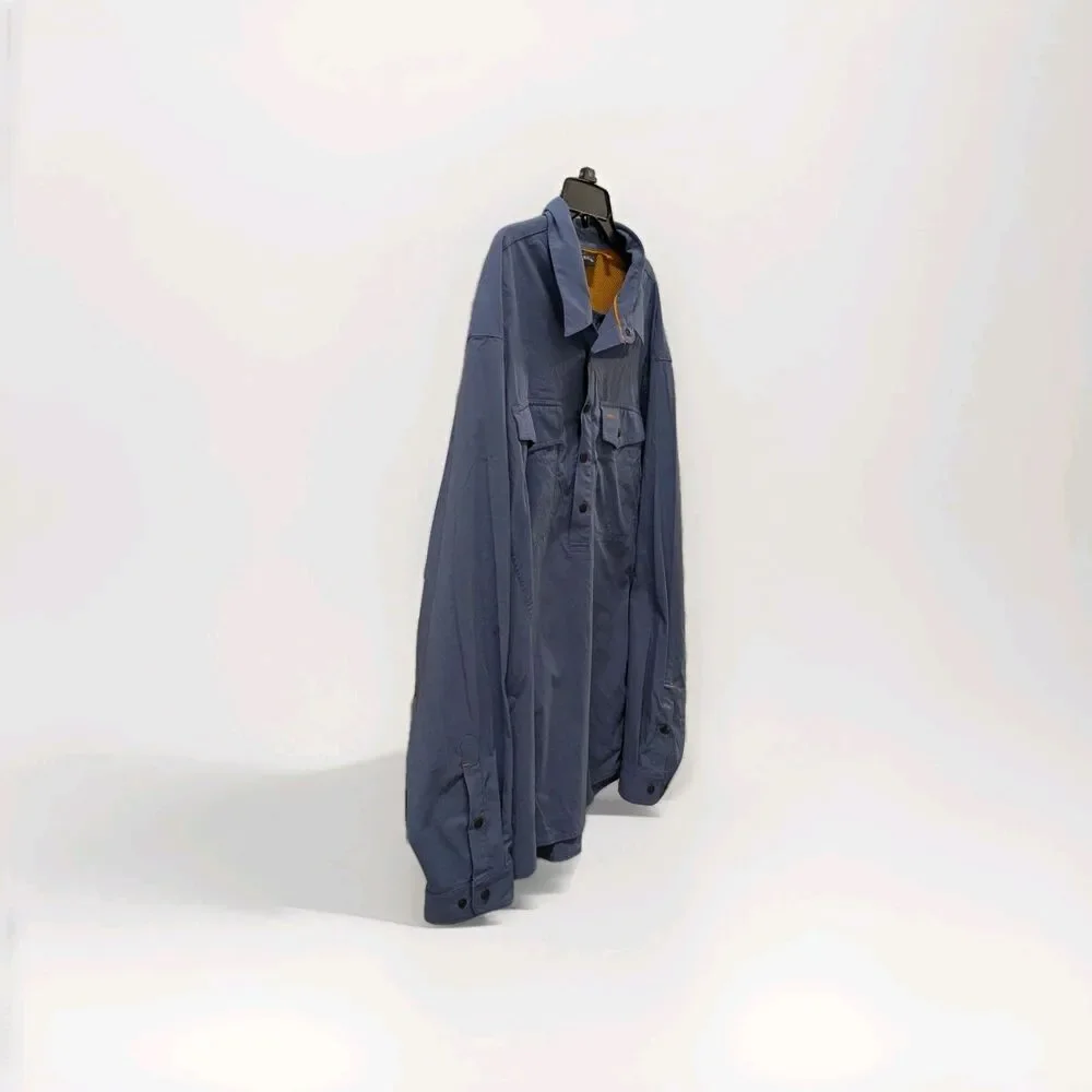 Orvis Men's Size XL Blue Vented Nylon Fishing Long Sleeve Button Front Shirt‎